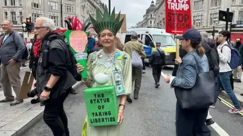Thousands Demonstrators Assemble in Central London to Denounce Donald Trump's Official UK Trip